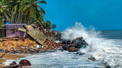 48.4% of Karnataka’s Dakshina Kannada’s 36.66-kilometer coastline has suffered erosion, according to NCCR data. (PTI) 48.4% of Karnataka’s Dakshina Kannada’s 36.66-kilometer coastline has suffered erosion, according to NCCR data. (PTI)