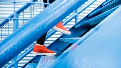 Take the stairs: Opt for stairs instead of taking the lift to increase your daily step count. (Unsplash) Take the stairs: Opt for stairs instead of taking the lift to increase your daily step count. (Unsplash)