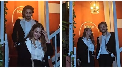 Malaika Arora and Arhaan Khan grabbed eyeballs in matching outfits. Malaika Arora and Arhaan Khan grabbed eyeballs in matching outfits.
