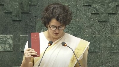 Congress leader Priyanka Gandhi taking oath as MP in Lok Sabha on Thursday, November 28 (Sansad TV/YouTube) Congress leader Priyanka Gandhi taking oath as MP in Lok Sabha on Thursday, November 28 (Sansad TV/YouTube)