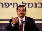 Gautam Adani speaks during an inauguration ceremony after the Adani Group completed the purchase of Haifa Port