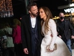 US actress Jennifer Lopez and actor Ben Affleck arrive for a special screening of "Marry Me" at the Directors Guild of America (DGA) in Los Angeles, February 8, 2022.