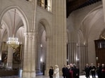 French President Emmanuel Macron and First Lady Brigitte Macron during a visit to Notre-Dame de Paris cathedral in Paris, France, 29 November 2024