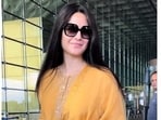 Katrina Kaif wore a yellow ethnic look to the airport in Mumbai.