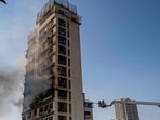 A massive fire broke out in a 22-story building after an LPG cylinder exploded. The incident took place on the 14th floor of Ansari Heights located on Nishan Pada Road in Dongari in Mumbai, India, on Wednesday, November 27, 2024. (Photo by Satish Bate/ Hindustan Times) (Hindustan Times)