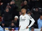 Real Madrid's Kylian Mbappe looks dejected after the Liverpool match