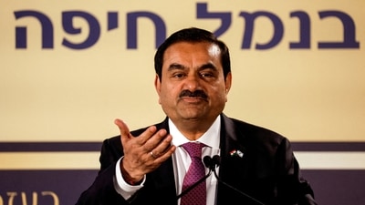 Gautam Adani speaks during an inauguration ceremony after the Adani Group completed the purchase of Haifa Port (Reuters)