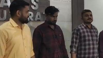 Dipesh Gohil (centre) worked as a welder-cum-labourer at Okha jetty in the coastal Devbhumi Dwarka district Dipesh Gohil (centre) worked as a welder-cum-labourer at Okha jetty in the coastal Devbhumi Dwarka district