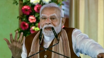 Prime Minister Narendra Modi addresses a gathering during an event, in Bhubaneswar, Friday. (PTI) Prime Minister Narendra Modi addresses a gathering during an event, in Bhubaneswar, Friday. (PTI)