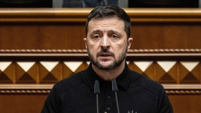 Ukraine's President Volodymyr Zelenskiy addresses lawmakers during a parliament session, amid Russia's attack on Ukraine, in Kyiv. (File image) (REUTERS)