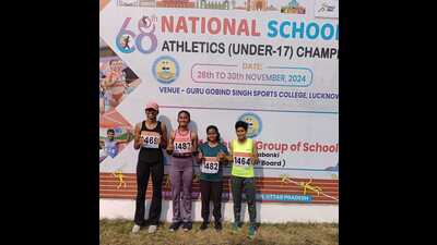 Yashshree Sapkal, along with her team, competed in the 4x100 relay race and won the gold medal. (HT PHOTO) Yashshree Sapkal, along with her team, competed in the 4x100 relay race and won the gold medal. (HT PHOTO)
