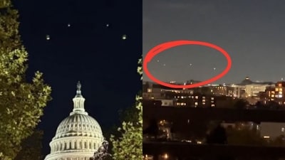 According to the NYP, US Air Force veteran and licensed tour guide Dennis Diggins' snap of an apparent UFO sighting over the US Capitol Hill has sparked concerns online. (X/Twitter) According to the NYP, US Air Force veteran and licensed tour guide Dennis Diggins' snap of an apparent UFO sighting over the US Capitol Hill has sparked concerns online. (X/Twitter)