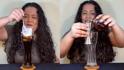 Influencer Shipra Hattangadi introduced a surprising twist to the classic rum and Coke combo by adding vanilla ice cream. Influencer Shipra Hattangadi introduced a surprising twist to the classic rum and Coke combo by adding vanilla ice cream.