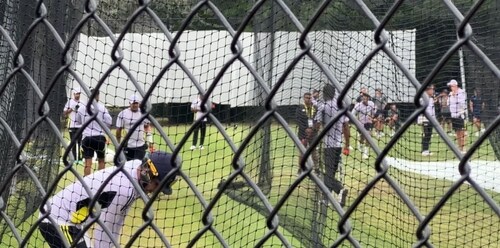 Shubman Gill batting in the nets in Canberra Shubman Gill batting in the nets in Canberra
