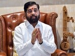 Maharashtra caretaker chief minister Eknath Shinde addresses a press conference. (ANI file)