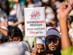 Hefazat-e-Islam supporters stage a protest demanding an immediate ban on the International Society for Krishna Consciousness (ISKCON) in Dhaka.