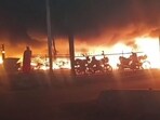 Smoke blows after a fire broke out at Varanasi Cantt Station on Friday. Smoke blows after a fire broke out at Varanasi Cantt Station on Friday.
