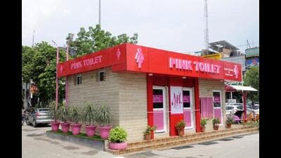 An outside view of the first pink toilet for women, at Sector 50, in Noida (File)