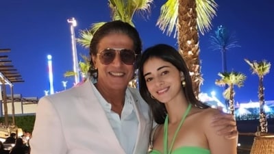 Ananya Panday with dad Chunky Pandey in a picture from their vacation together. Ananya Panday with dad Chunky Pandey in a picture from their vacation together.