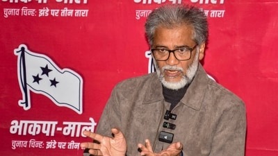 CPI-ML general secretary Dipankar Bhattacharya addresses a press conference, in Ranchi on Saturday, (PTI) (PTI) CPI-ML general secretary Dipankar Bhattacharya addresses a press conference, in Ranchi on Saturday, (PTI) (PTI)