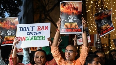 Protests erupted in Bangladesh following the arrest of former ISKCON member Chinmoy Krishna Das. (AFP) Protests erupted in Bangladesh following the arrest of former ISKCON member Chinmoy Krishna Das. (AFP)