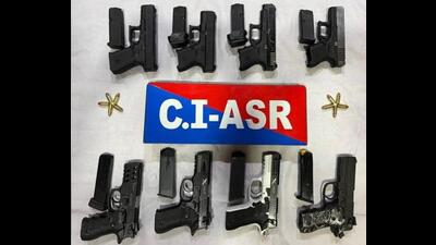 Punjab Police arrested two people after eight sophisticated pistols smuggled into the country from Pakistan were found in their possession on Saturday. (X)