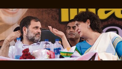 Rahul Gandhi and Priyanka Gandhi Vadra at a public meeting in Kozhikode district, Kerala, on Saturday. (PTI) Rahul Gandhi and Priyanka Gandhi Vadra at a public meeting in Kozhikode district, Kerala, on Saturday. (PTI)