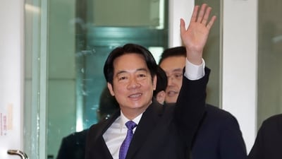 Taiwanese President Lai Ching-te waves to the media as he departs for South Pacific at Taoyuan International Airport in Taoyuan, Taiwan, Saturday, Nov. 30, 2024. Lai leave Taiwan on Saturday on a weeklong trip to visit the Marshall Islands, Tuvalu and Palau 'X three diplomatic allies of the self-governed island. (AP Photo/Chiang Ying-ying) (AP) Taiwanese President Lai Ching-te waves to the media as he departs for South Pacific at Taoyuan International Airport in Taoyuan, Taiwan, Saturday, Nov. 30, 2024. Lai leave Taiwan on Saturday on a weeklong trip to visit the Marshall Islands, Tuvalu and Palau 'X three diplomatic allies of the self-governed island. (AP Photo/Chiang Ying-ying) (AP)