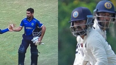 Nizar was unbeaten on 99 off 49 balls in an innings that included eight sixes and five fours as he led Kerala to a score of 234/5 batting first Nizar was unbeaten on 99 off 49 balls in an innings that included eight sixes and five fours as he led Kerala to a score of 234/5 batting first