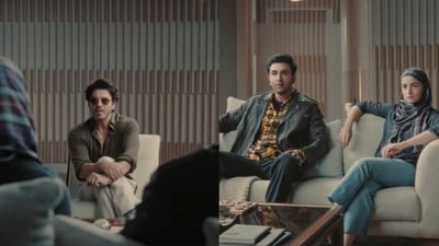 A new ad featured Shah Rukh Khan, Ranbir Kapoor and Alia Bhatt. A new ad featured Shah Rukh Khan, Ranbir Kapoor and Alia Bhatt.