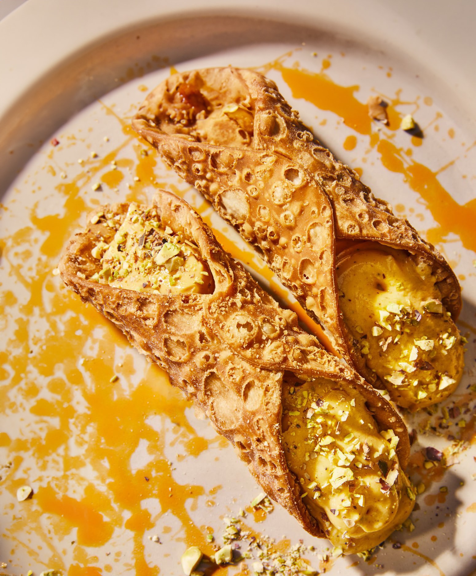 Guyanese-Indian-Canadian chef Devan Rajkumar‘s shrikhand cannolis. (Photo: Suech and Beck) Guyanese-Indian-Canadian chef Devan Rajkumar‘s shrikhand cannolis. (Photo: Suech and Beck)