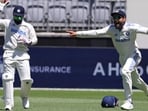 Virat Kohli celebrates a wicket during the first Test match vs Australia in Perth.