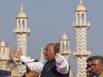 Congress President Mallikarjun Kharge addresses a public meeting at Ramlila Maidan in New Delhi on Sunday. Congress President Mallikarjun Kharge addresses a public meeting at Ramlila Maidan in New Delhi on Sunday.