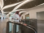 Passengers arrive at the King Abdullah Financial District Metro Station on the day of the inauguration of three of its six lines in Riyadh, Saudi Arabia, December 1, 2024. 