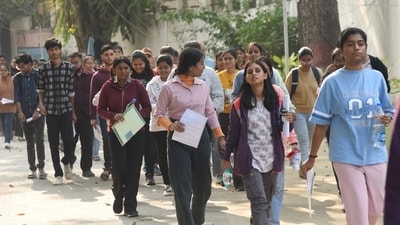 Candidates coming out from an examination center after appearing in the CLAT Exam at Magadh Mahila College in Patna.&nbsp; (Santosh Kumar)