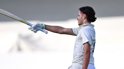 Australian Prime Minister XI's Sam Konstas celebrates reaching his century. (Photo by Saeed KHAN / AFP) (AFP) Australian Prime Minister XI's Sam Konstas celebrates reaching his century. (Photo by Saeed KHAN / AFP) (AFP)