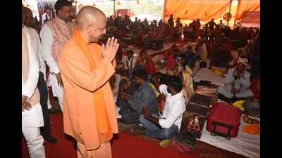 Chief minister Yogi Adityanath during a mass marriage programme in Gorakhpur on Sunday (Sourced) Chief minister Yogi Adityanath during a mass marriage programme in Gorakhpur on Sunday (Sourced)