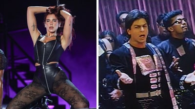 Dua Lipa brought some Shah Rukh Khan magic to the stage at her Mumbai concert ((Photo by Jack Plunkett/Invision/AP)) Dua Lipa brought some Shah Rukh Khan magic to the stage at her Mumbai concert ((Photo by Jack Plunkett/Invision/AP))