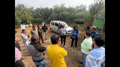 During the visit to the affected area, activists demanded that a compound wall be built to protect the forest areas. (HT PHOTO) During the visit to the affected area, activists demanded that a compound wall be built to protect the forest areas. (HT PHOTO)