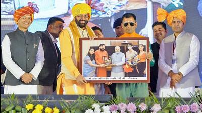 Haryana chief minister, Nayab Singh Saini during the state-level programme organised on the occasion of Maharaja Shoor Saini Jayanti in Kaithal on Sunday. (HT Photo) Haryana chief minister, Nayab Singh Saini during the state-level programme organised on the occasion of Maharaja Shoor Saini Jayanti in Kaithal on Sunday. (HT Photo)