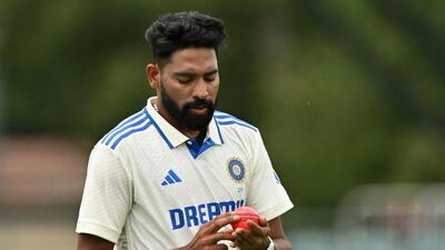 India paceman Mohammed Siraj in the tour game against Australia Prime Minister's XI at the Manuka Oval in Canberra on Sunday. (AFP)