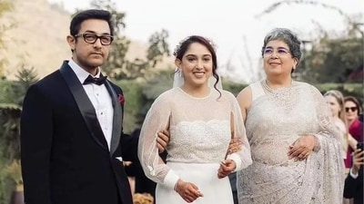 Ira with Aamir Khan and Reena Dutta at her wedding Ira with Aamir Khan and Reena Dutta at her wedding