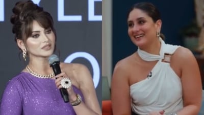 Urvashi Rautela 'talks' about fashion and social media content as Kareena Kapoor 'reacts' in the video. Urvashi Rautela 'talks' about fashion and social media content as Kareena Kapoor 'reacts' in the video.