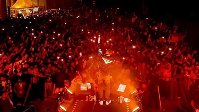 Rapper and musician KR$NA performing to the packed audience during a musical concert held in Lucknow