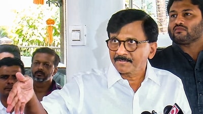Shiv Sena (UBT) MP Sanjay Raut addresses a press conference amid the counting of votes for the Maharashtra Assembly elections, in Mumbai, Saturday, Nov. 23, 2024. (File) (PTI) Shiv Sena (UBT) MP Sanjay Raut addresses a press conference amid the counting of votes for the Maharashtra Assembly elections, in Mumbai, Saturday, Nov. 23, 2024. (File) (PTI)