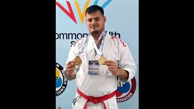 Para karate player Tarun Sharma. (HT Photo) Para karate player Tarun Sharma. (HT Photo)