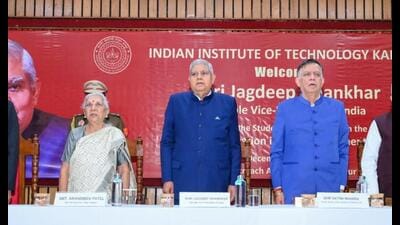 Vice President Jagdeep Dhankhar and other dignitaries at an event at IIT Kanpur on December 1. (Sourced) Vice President Jagdeep Dhankhar and other dignitaries at an event at IIT Kanpur on December 1. (Sourced)