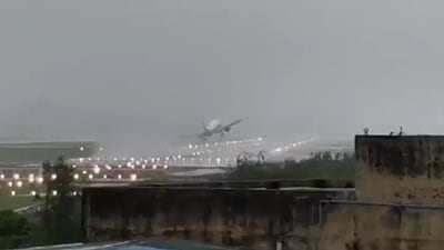 The IndiGo flight was inches away from landing when it decided to abort and fly off again. (Screengrab/X/@aviationbrk) The IndiGo flight was inches away from landing when it decided to abort and fly off again. (Screengrab/X/@aviationbrk)