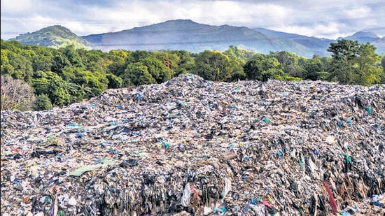 A drone picture shows a garbage dump filled with plastics in Rodriguez, Rizal province, Philippines (REUTERS)