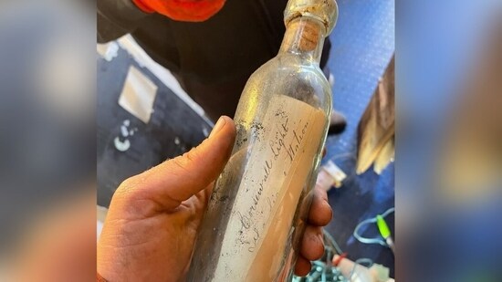 Engineers uncovered a 132-year-old message in a bottle at Corsewall Lighthouse in Scotland. (Instagram/nlb_uk)